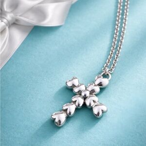 Tiffany & Co. Sterling Silver Paloma Picasso Heart Cross Necklace RARE